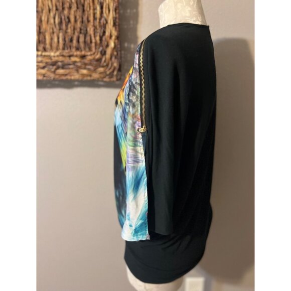 Ted Baker Top Multicolor 2 Medium Dolman Sleeve Colorful Front Stretch - Picture 6 of 7